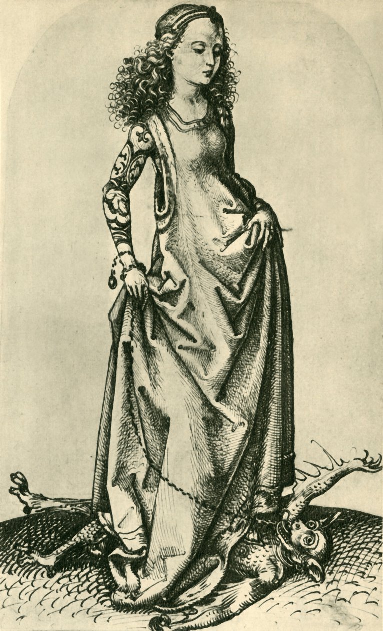 Svatá Markéta šlape démona, polovina konce 15. století, 1943. od Martin Schongauer