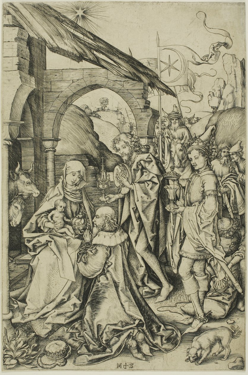 Klanění tří králů ze života Kristova od Martin Schongauer