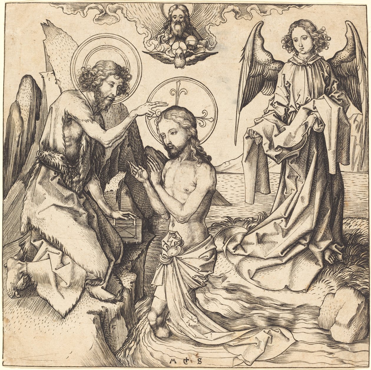 Křest Kristův od Martin Schongauer