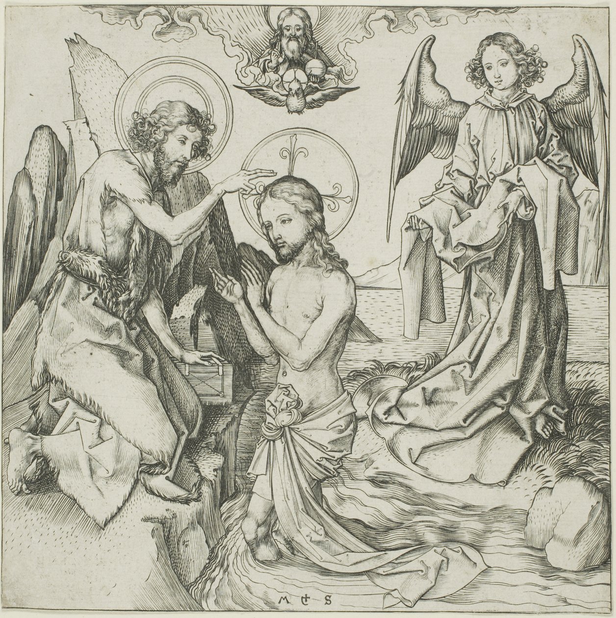 Křest Kristův od Martin Schongauer
