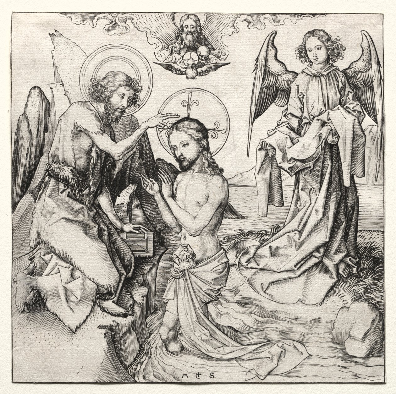 Křest Kristův v Jordánu od Martin Schongauer
