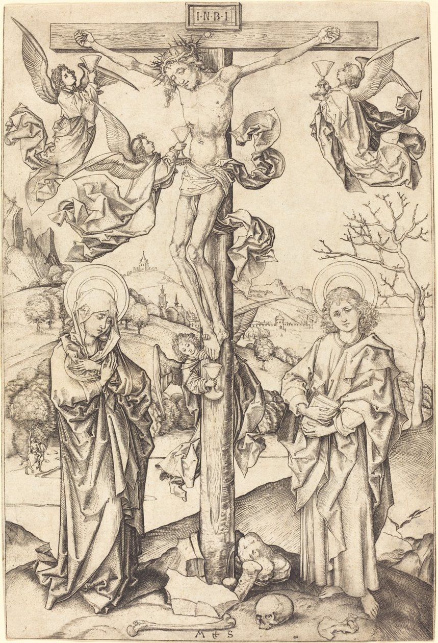 Ukřižování se čtyřmi anděly od Martin Schongauer