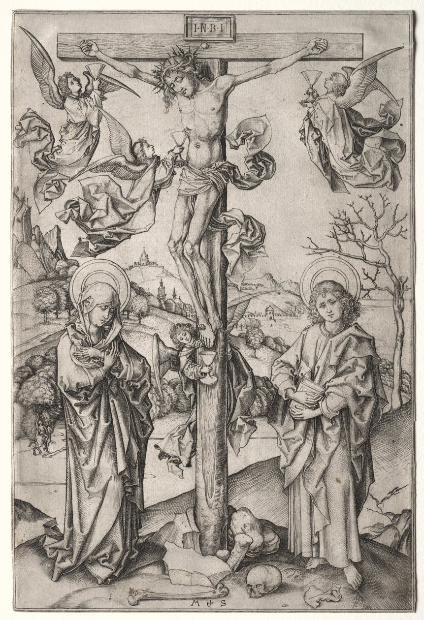 Ukřižování se čtyřmi anděly od Martin Schongauer