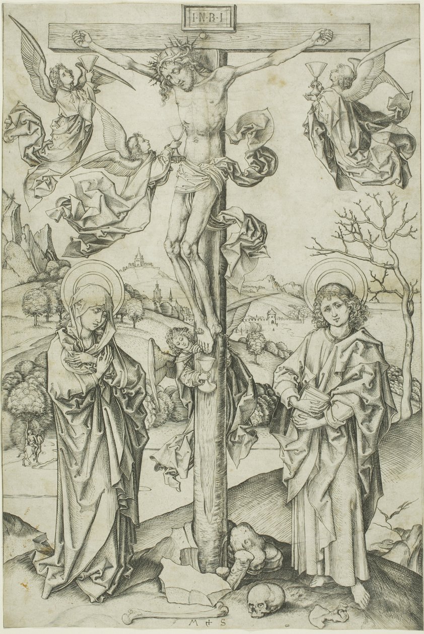 Ukřižování se čtyřmi anděly od Martin Schongauer