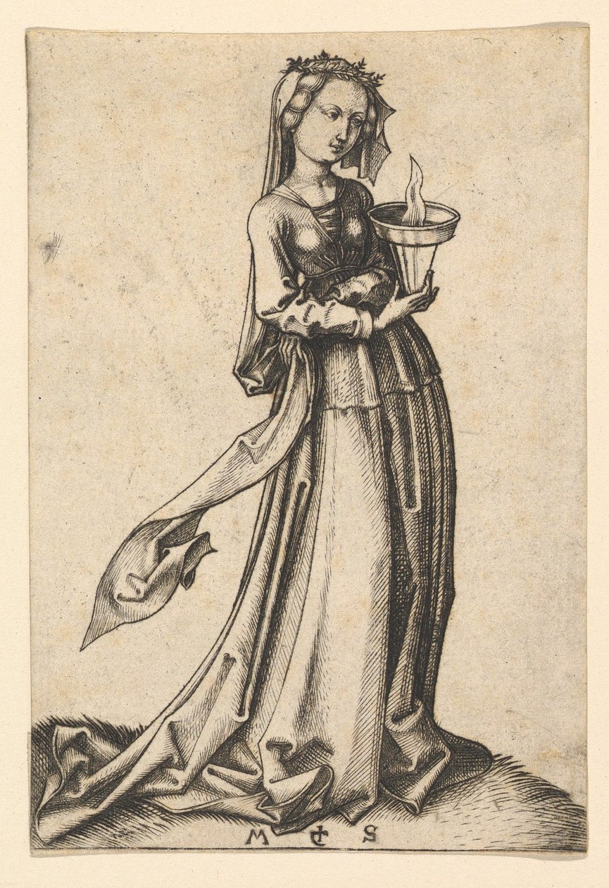 Čtvrtá moudrá panna, ze série The Wise and Foolish Virgins, ca. 1435-1491. od Martin Schongauer