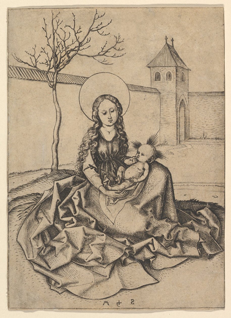 Madona s dítětem na nádvoří, ca. 1435-1491. od Martin Schongauer