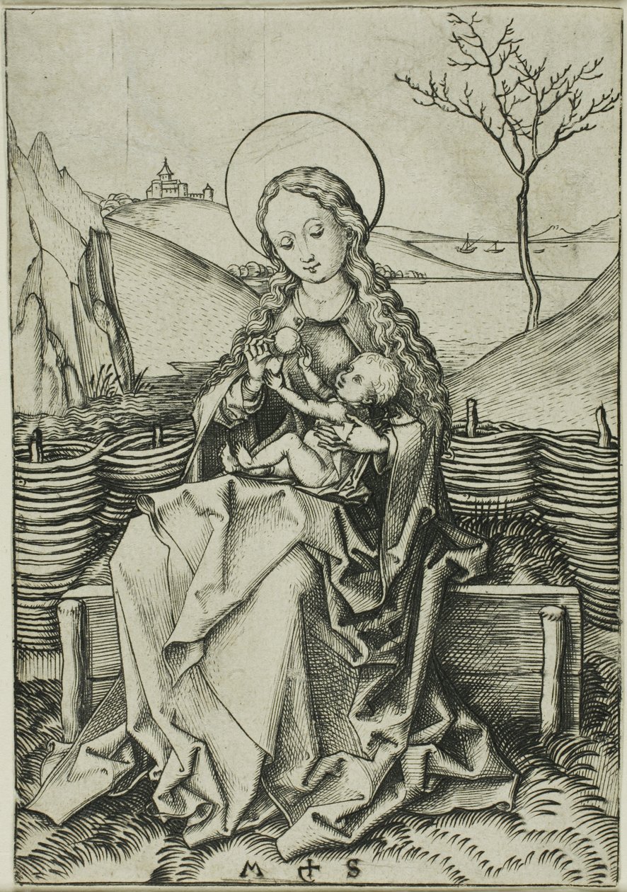 Madona s dítětem na travnaté lavičce od Martin Schongauer