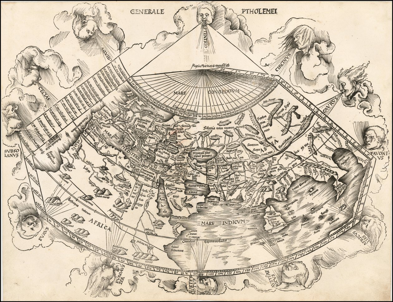Ptolemaiovská mapa světa z roku 1513, Martin Waldseemüller od Martin Waldseemuller