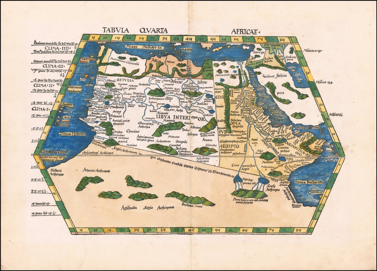 1513 Ptolemaiova 4. mapa Afriky, Martin Waldseemüller od Martin Waldseemuller