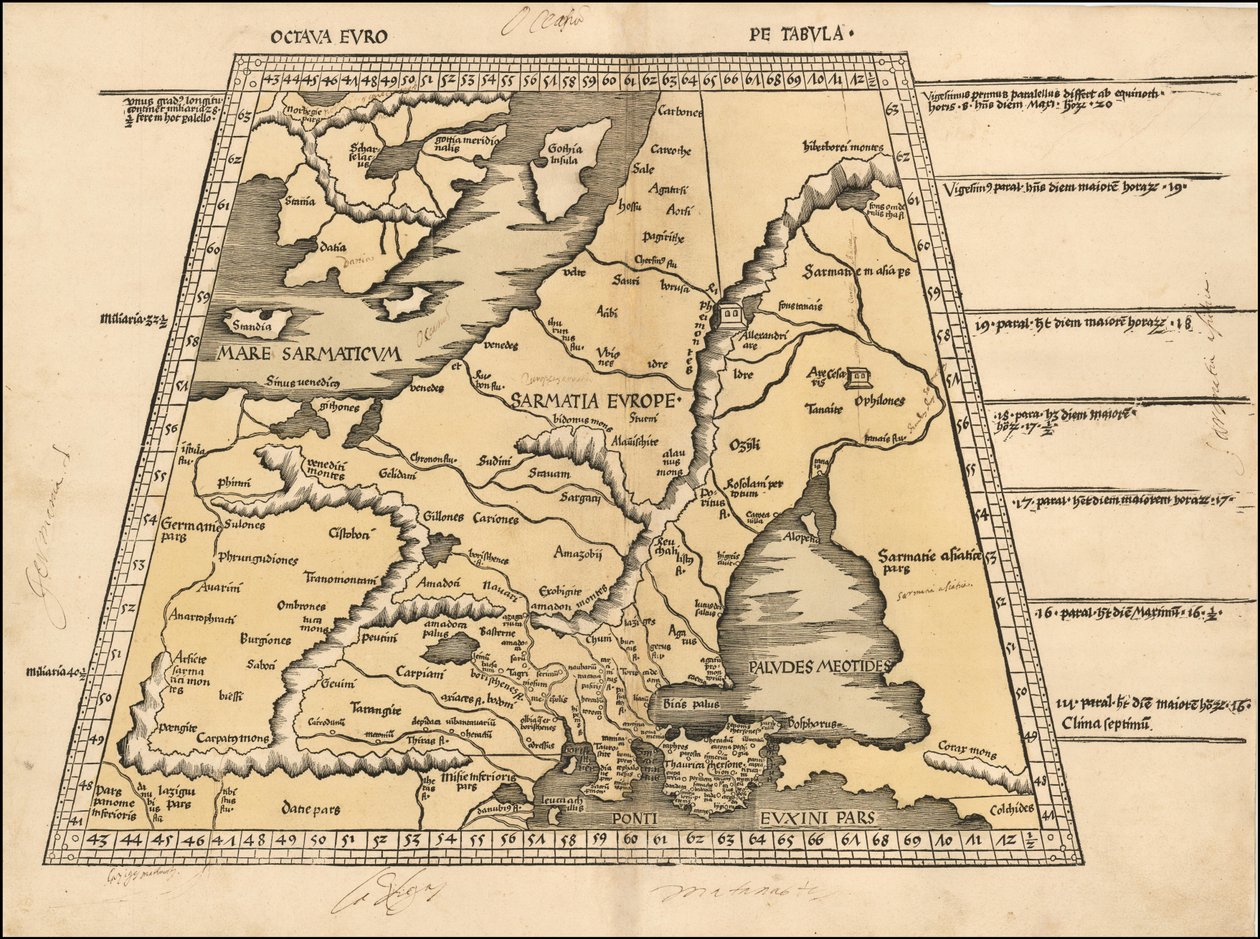 Mapa Pobaltí, Skandinávie, Polska a východní Evropy z roku 1513, Martin Waldseemüller od Martin Waldseemuller
