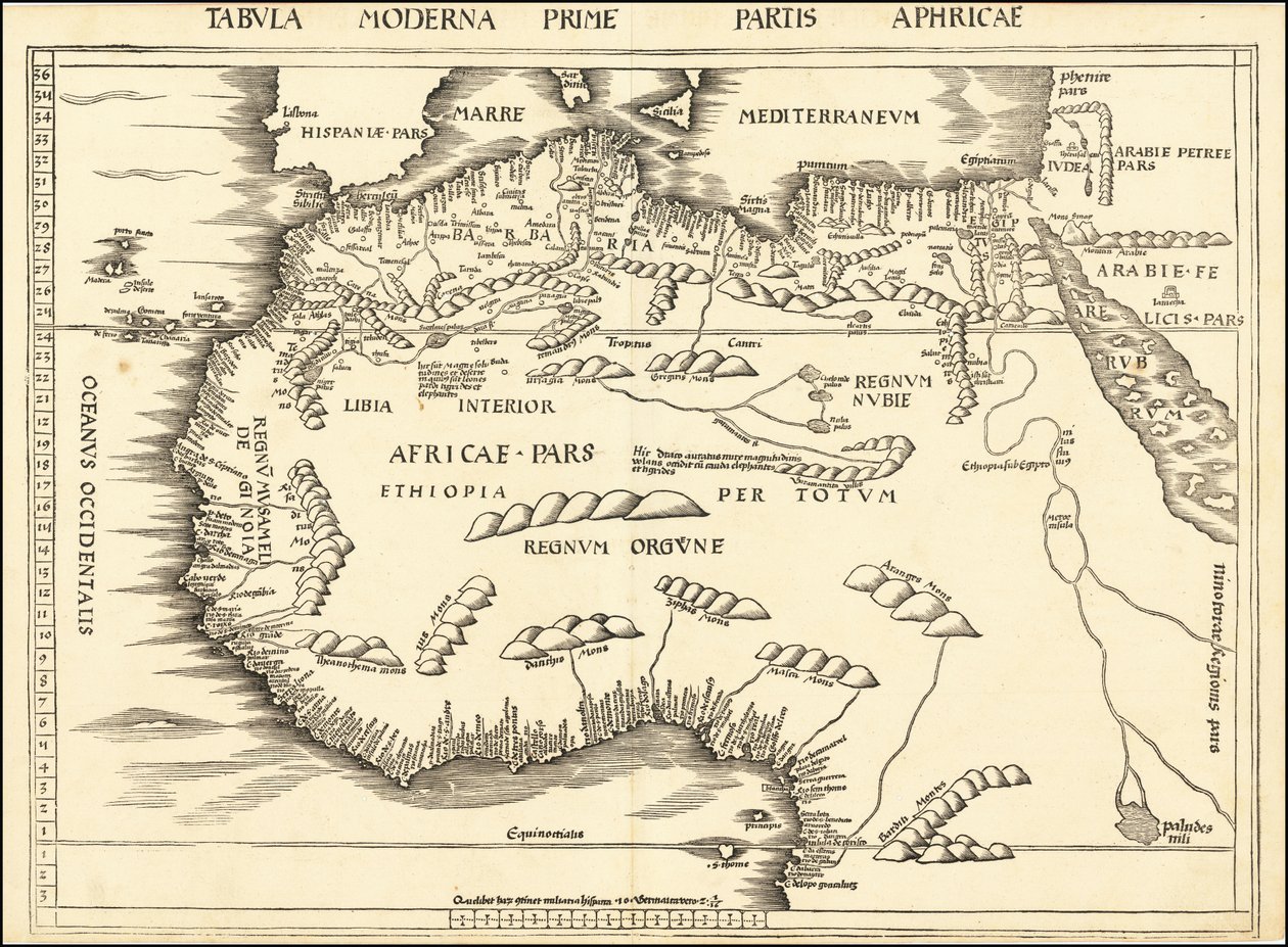 Mapa severní Afriky z roku 1513, Martin Waldseemüller od Martin Waldseemuller
