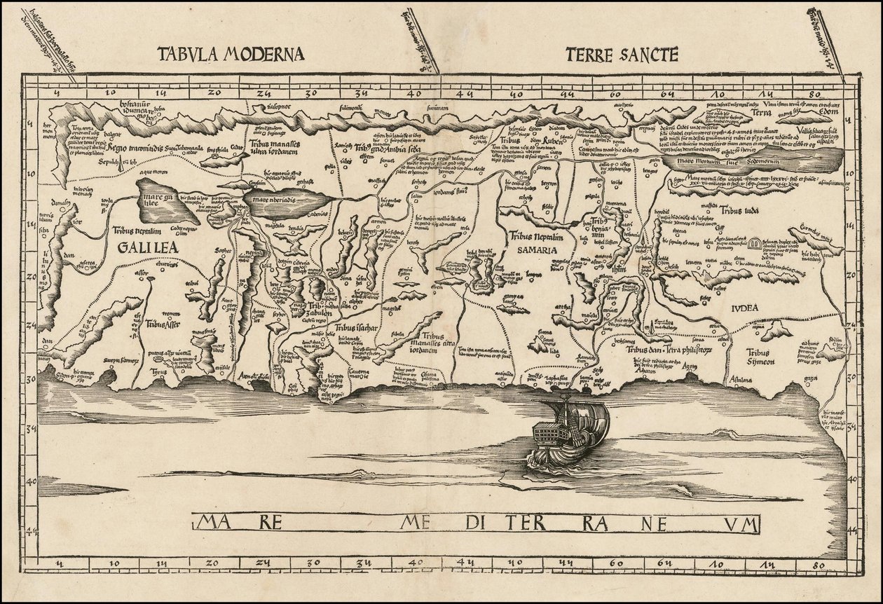 Mapa Palestiny z roku 1513 od Martina Waldseemüllera od Martin Waldseemuller