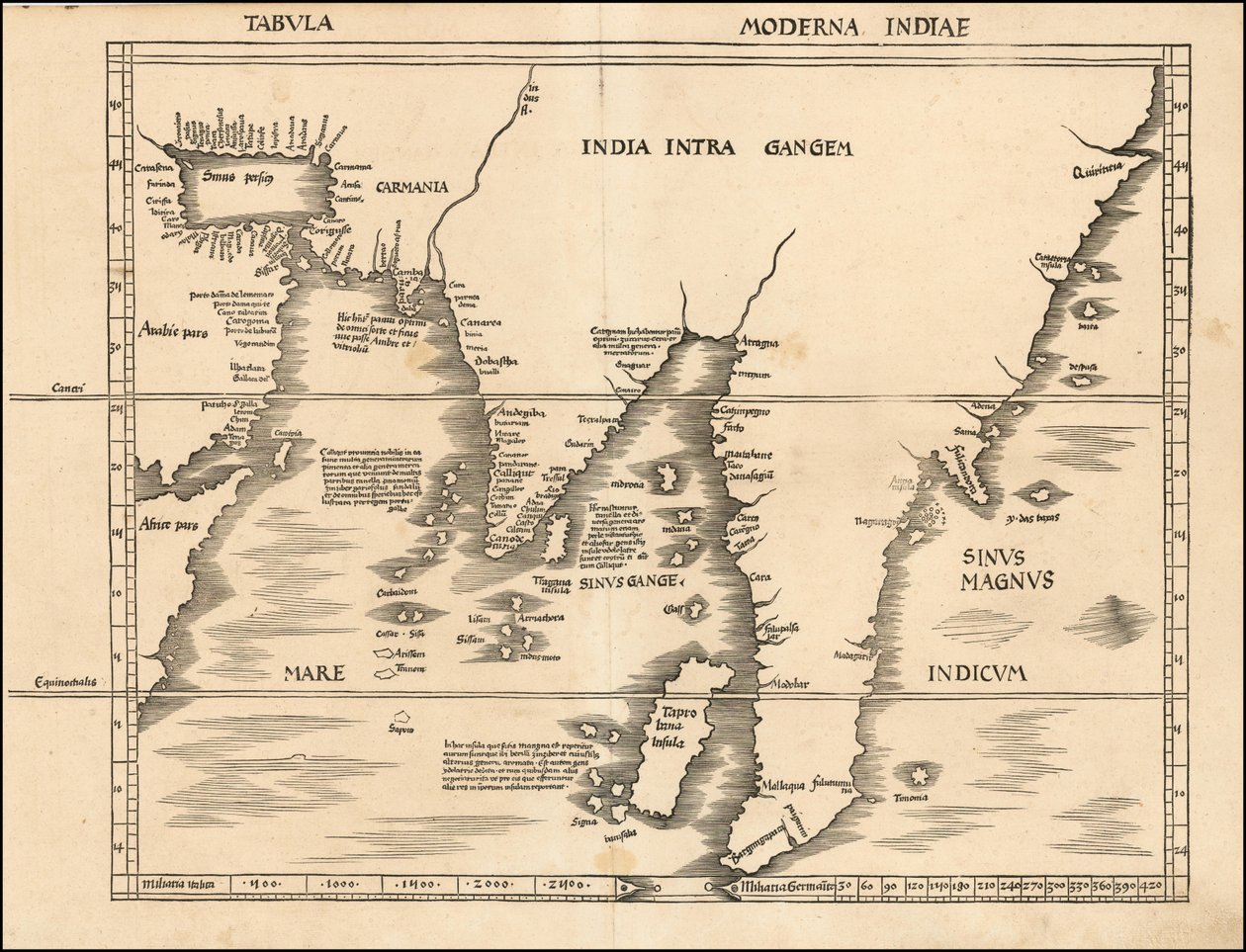 Mapa jižní a jihovýchodní Asie z roku 1513, Martin Waldseemüller od Martin Waldseemuller