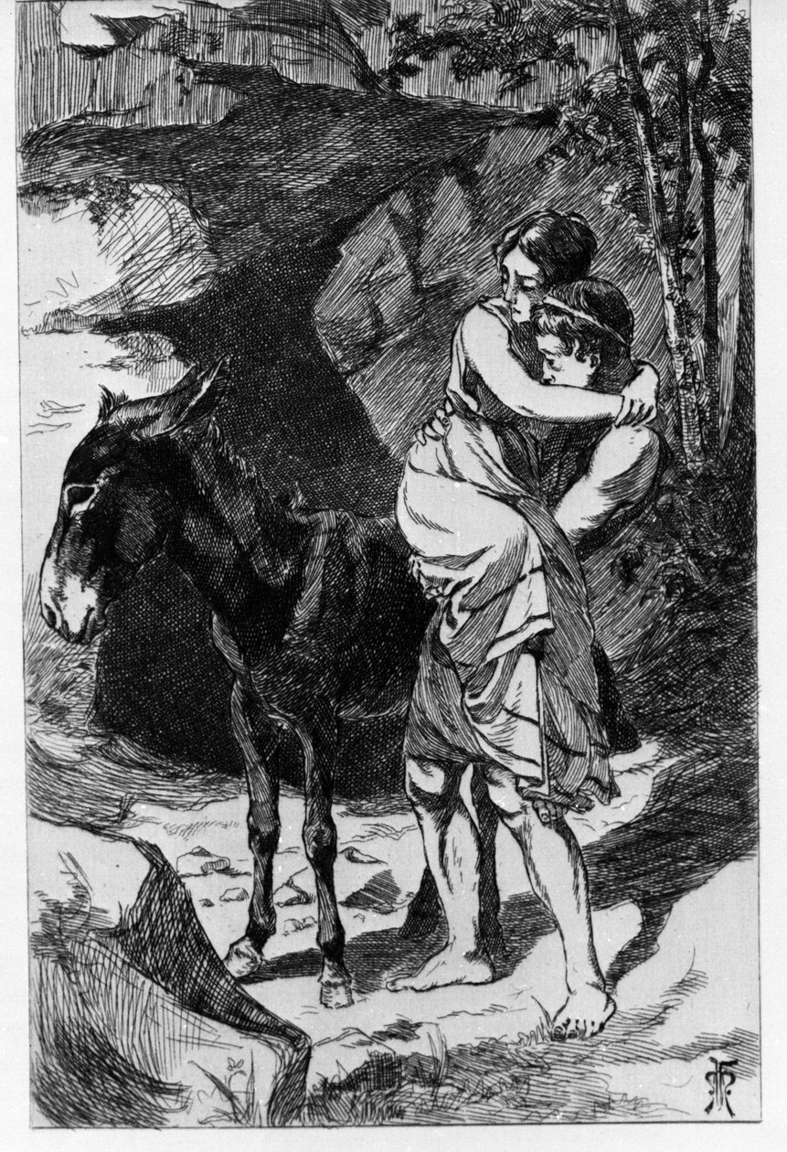 Lucius se náhodou promění v osla. Metamorfózy (Zlatý osel nebo Asinus aureus), román napsaný Apuleem (Lucius Apuleius) (kolem 125-kolem 180) ve 2. stol. Leptání vody od Martina Van Maeleho od Martin van Maele