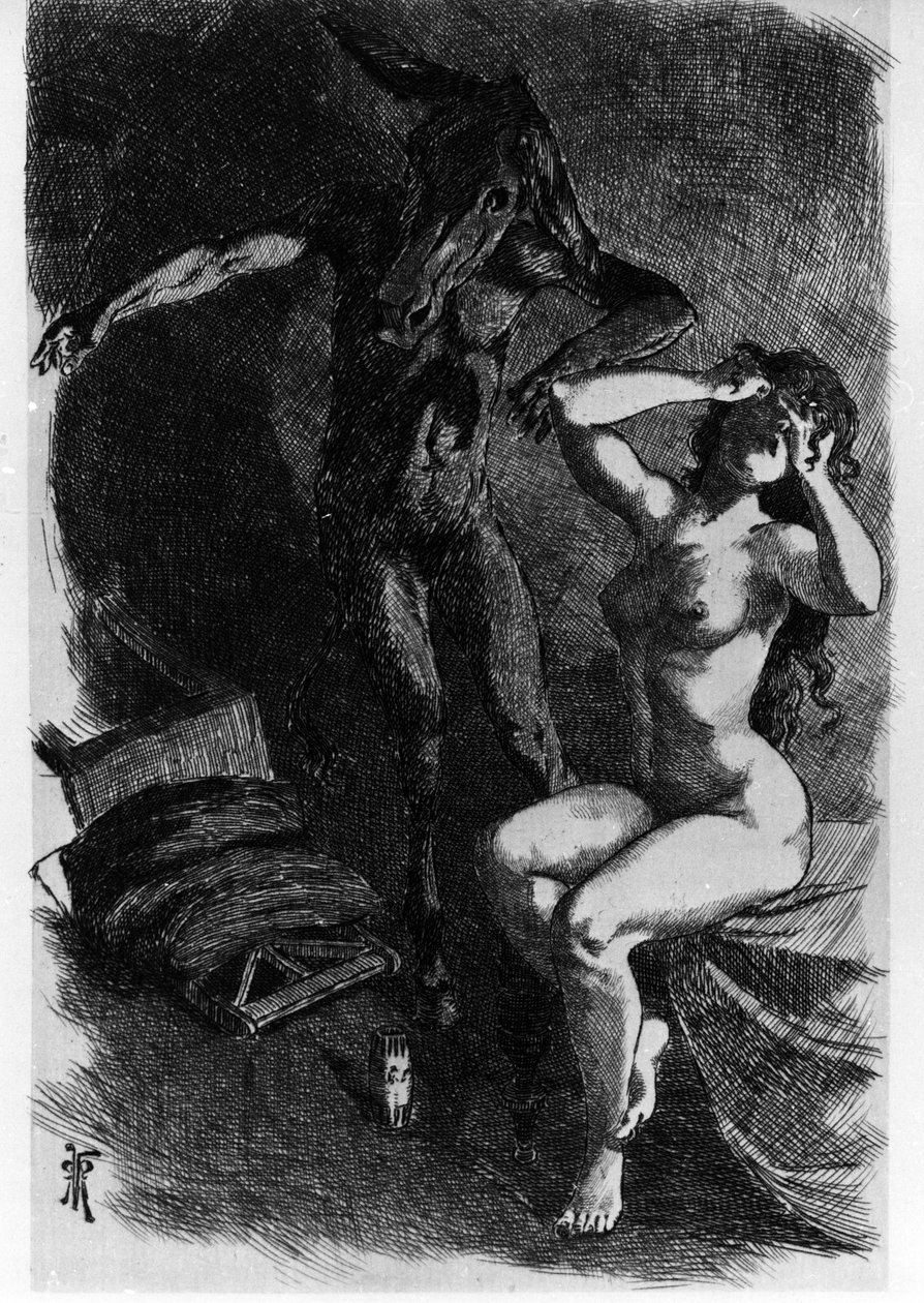 Photis náhodně proměnil Luciuse v osla Les Metamorphoses (Zlatý osel nebo Asinus aureus), román napsaný Apuleem (Lucius Apuleius) (kolem 125-kolem 180) ve 2. století. Leptání vody od Martina Van Maeleho od Martin van Maele