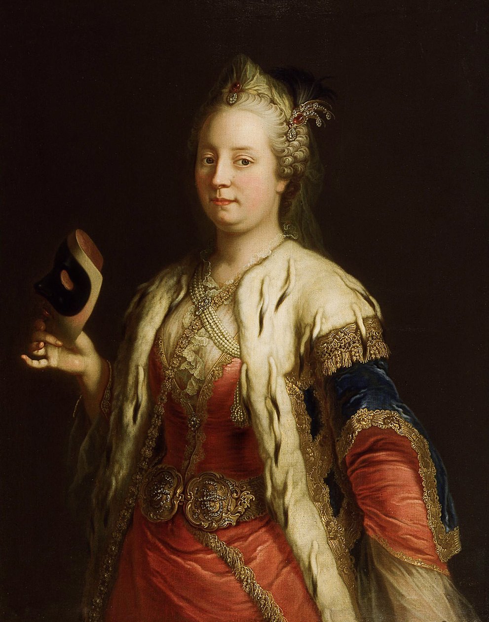 Portrét císařovny Marie Terezie Rakouské 1717-1780 s maskou à la Turque, před rokem 1750 od Martin van Meytens the Younger