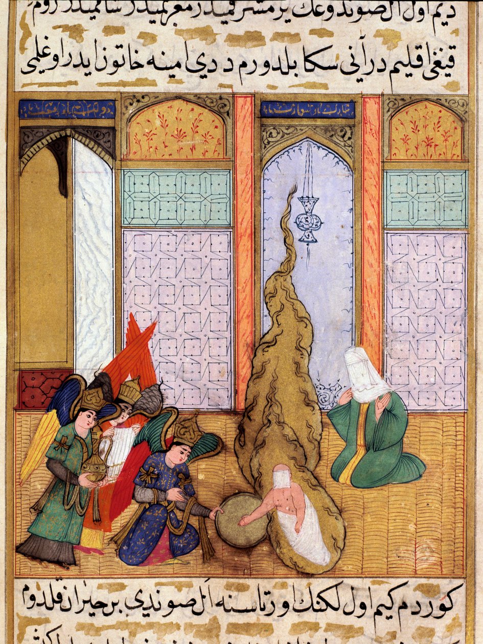 Narození proroka Mohameda Miniatura převzatá z „Siyer-i Nebi““ (Siyer i Nebi) epická báseň líčící život proroka Mohameda napsaná Mustafou, synem Yusufa d