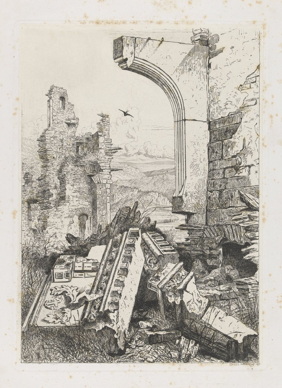 Zřícenina hradu Bourscheid od Martinus Antonius Kuytenbrouwer jr.