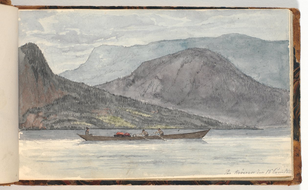 Fjord krajina s veslice od Martinus Rørbye