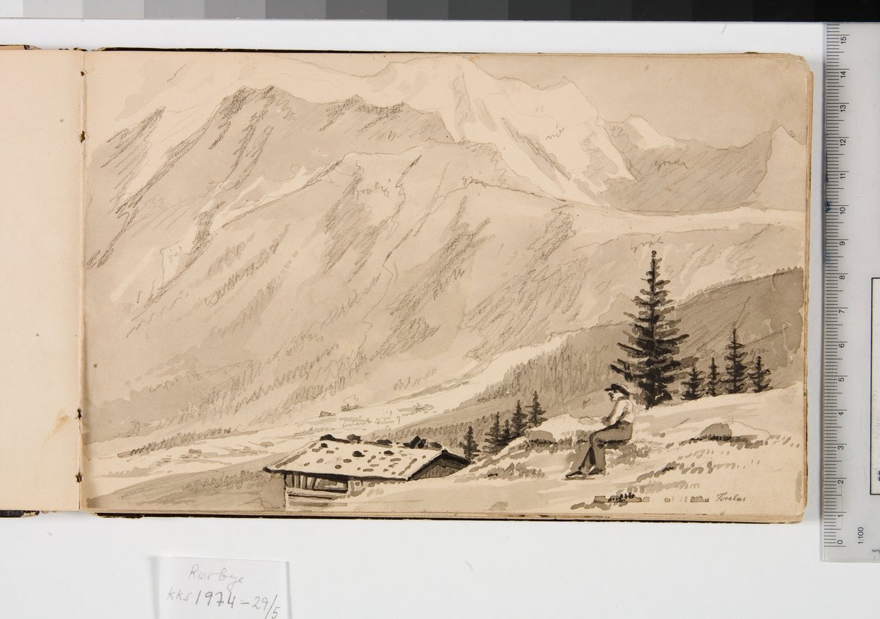 Krajina u Chamonix ve Francii. V popředí jezero od Martinus Rørbye