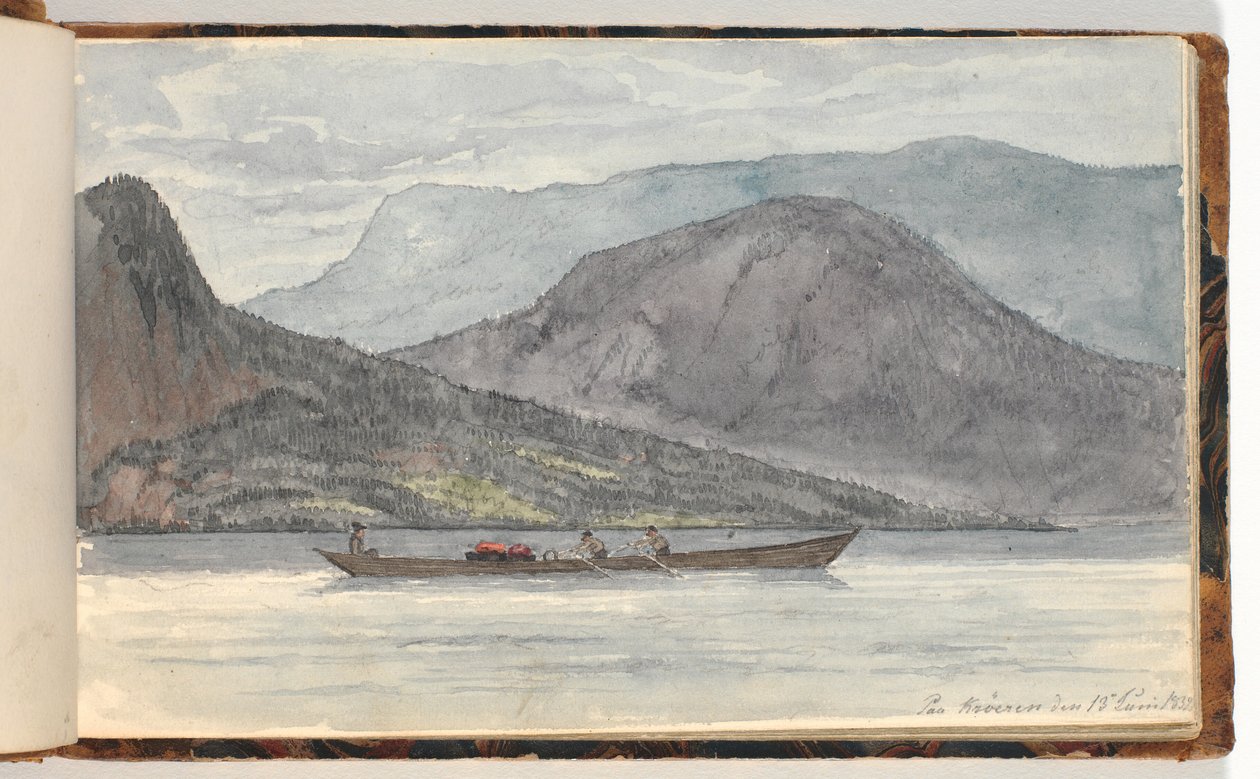 Fjord krajina s veslice od Martinus Rørbye