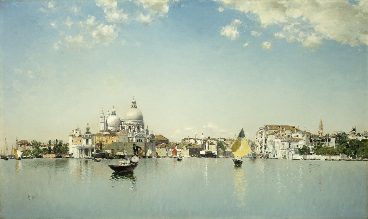 Pohled na Benátky s výhledem na Santa Maria Della Salute, od Martín Rico y Ortega