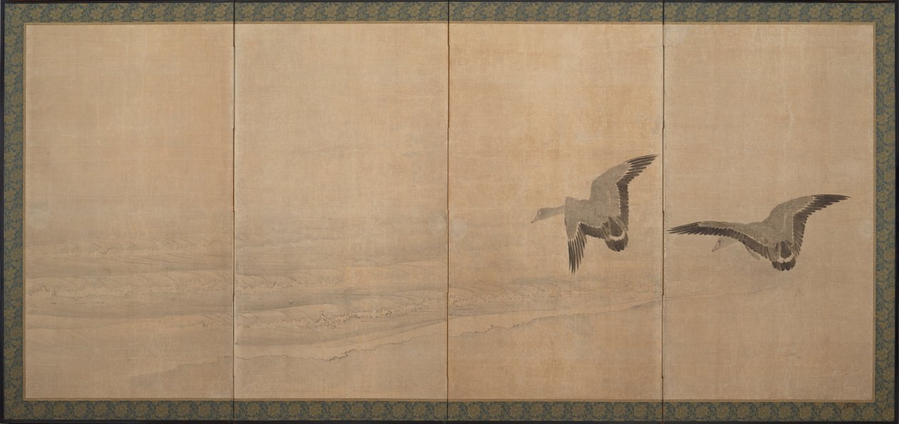Husy nad pláží, období Edo, 18. století. od Maruyama Okyo