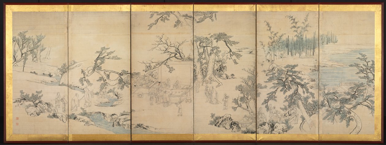 Literární setkání v pavilonu orchidejí, konec 18. století. od Maruyama Okyo