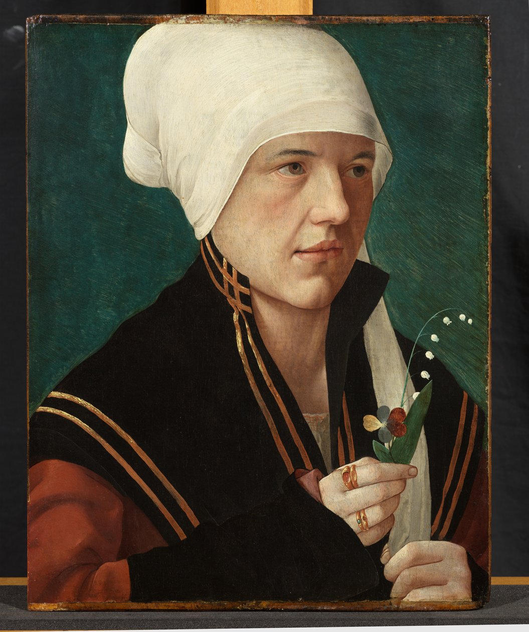 Portrét ženy držící konvalinku a macešku, 1510-20 od Marx Reichlich
