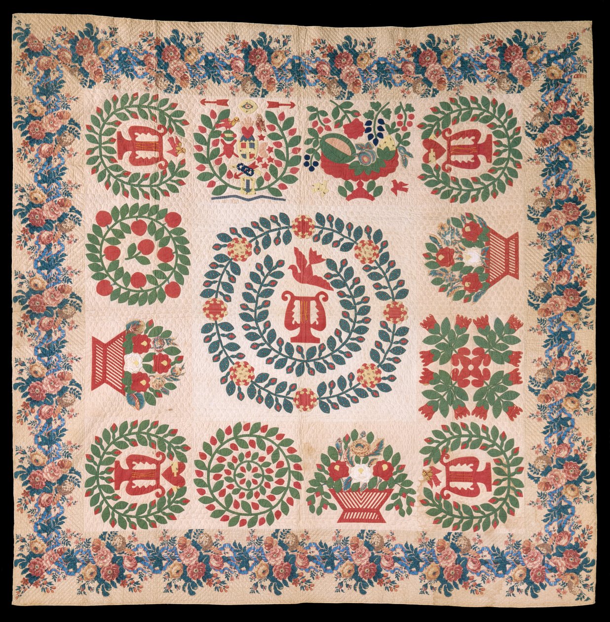 Přikrývka Odd Fellows Applique Album, cca 1850 (bavlna a hedvábí) od Mary Ann McCue