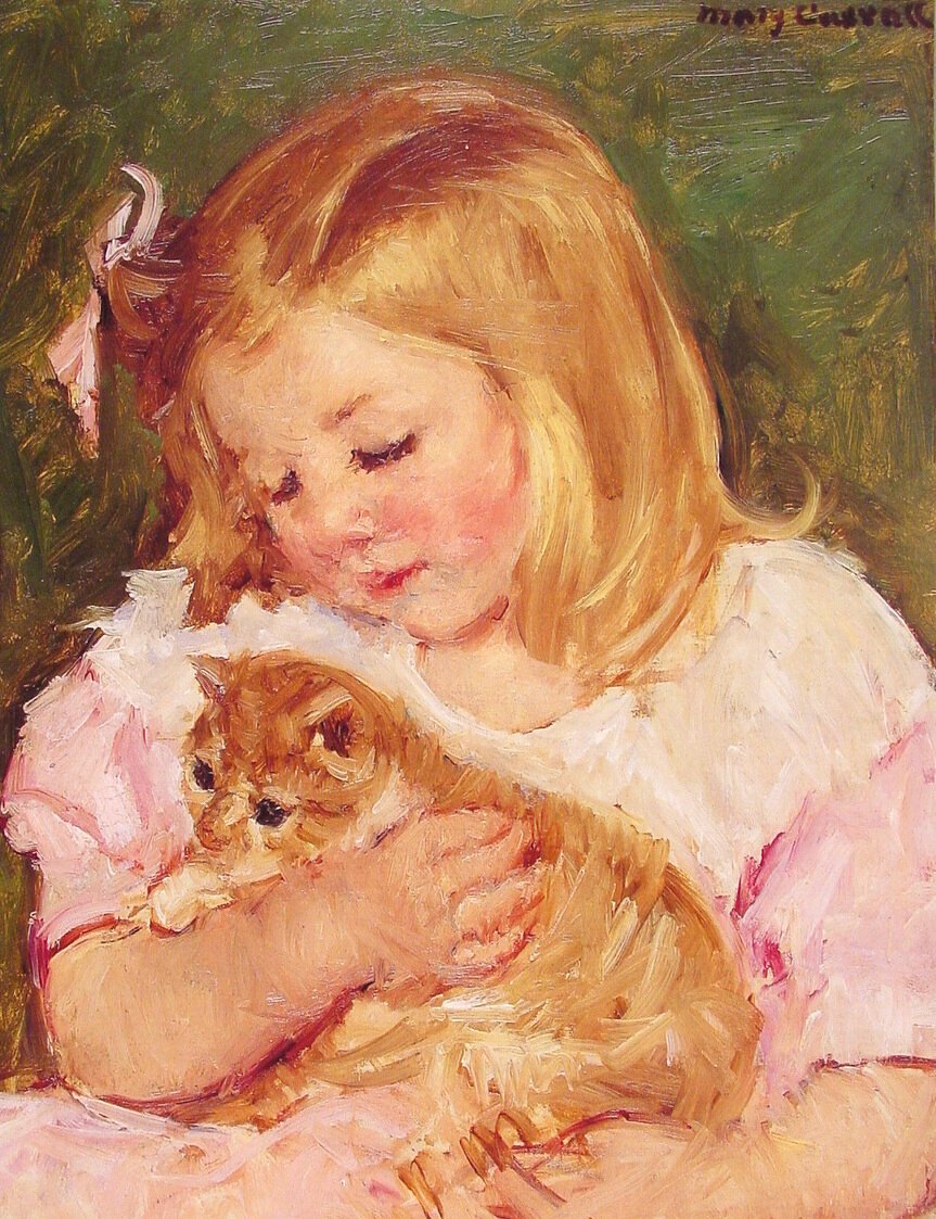 Sara drží kočku od Mary Cassatt