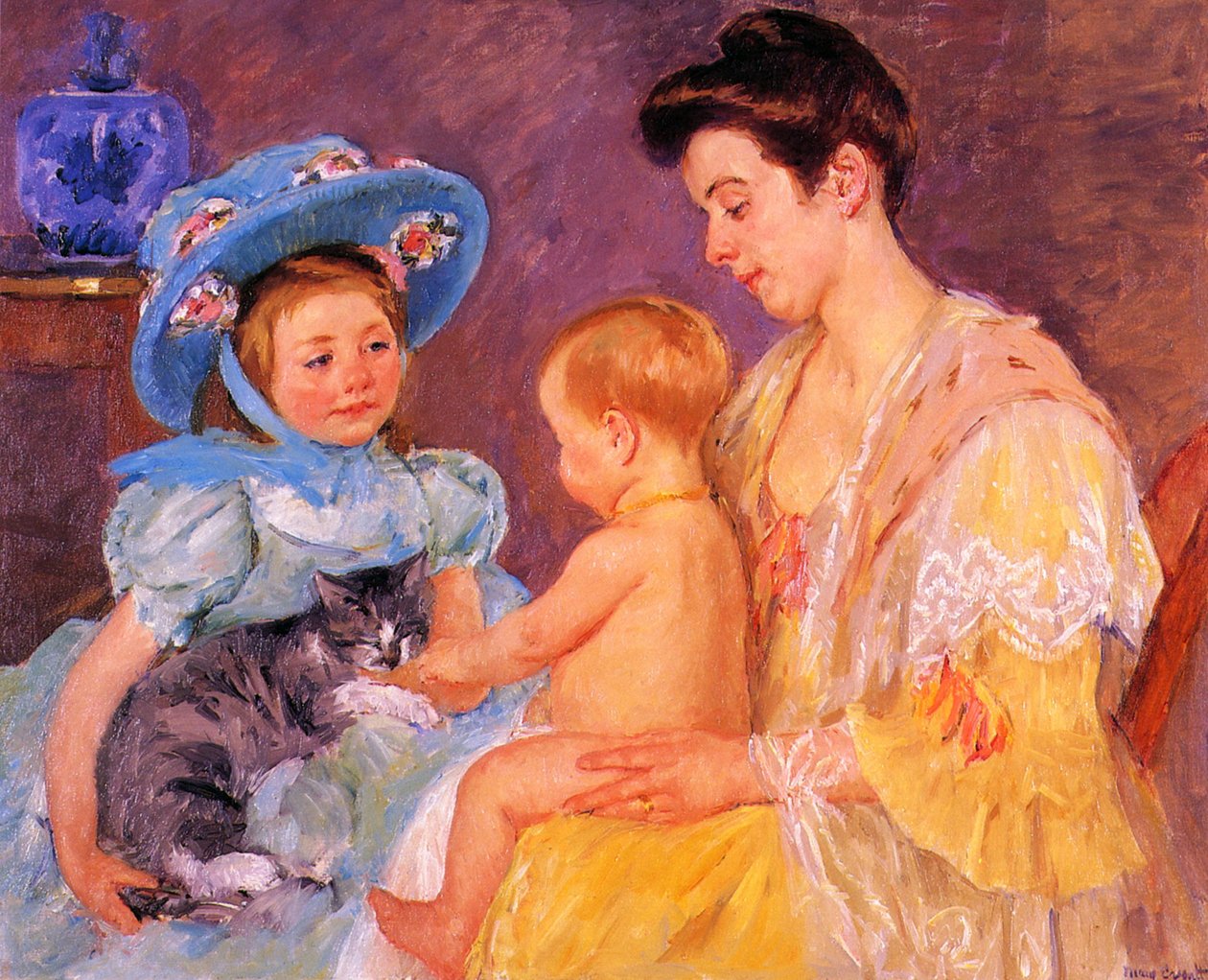 Děti si hrají s kočkou od Mary Cassatt