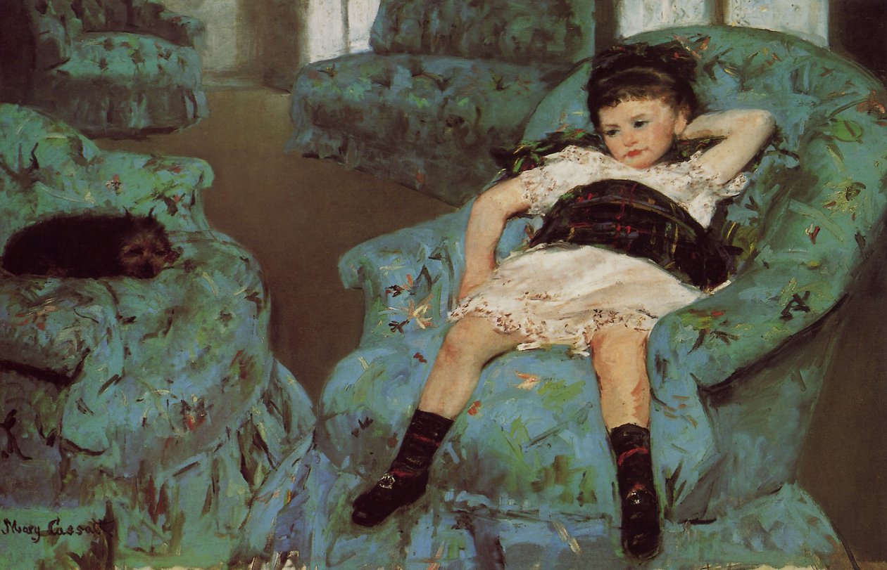 Holčička v modrém křesle od Mary Cassatt