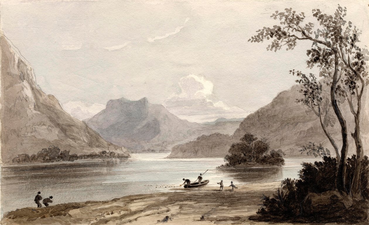 Loch Erne, 1826-27 (tužka a wc na papíře) od Mary Elizabeth Monck