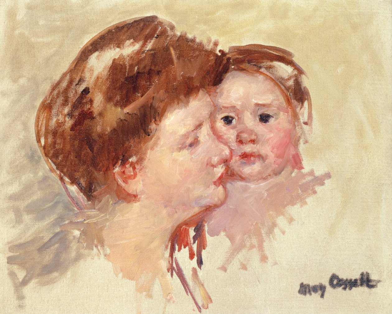 Matka v profilu s Baby Cheek to Cheek (č. 2), kolem roku 1909 od Mary Cassatt