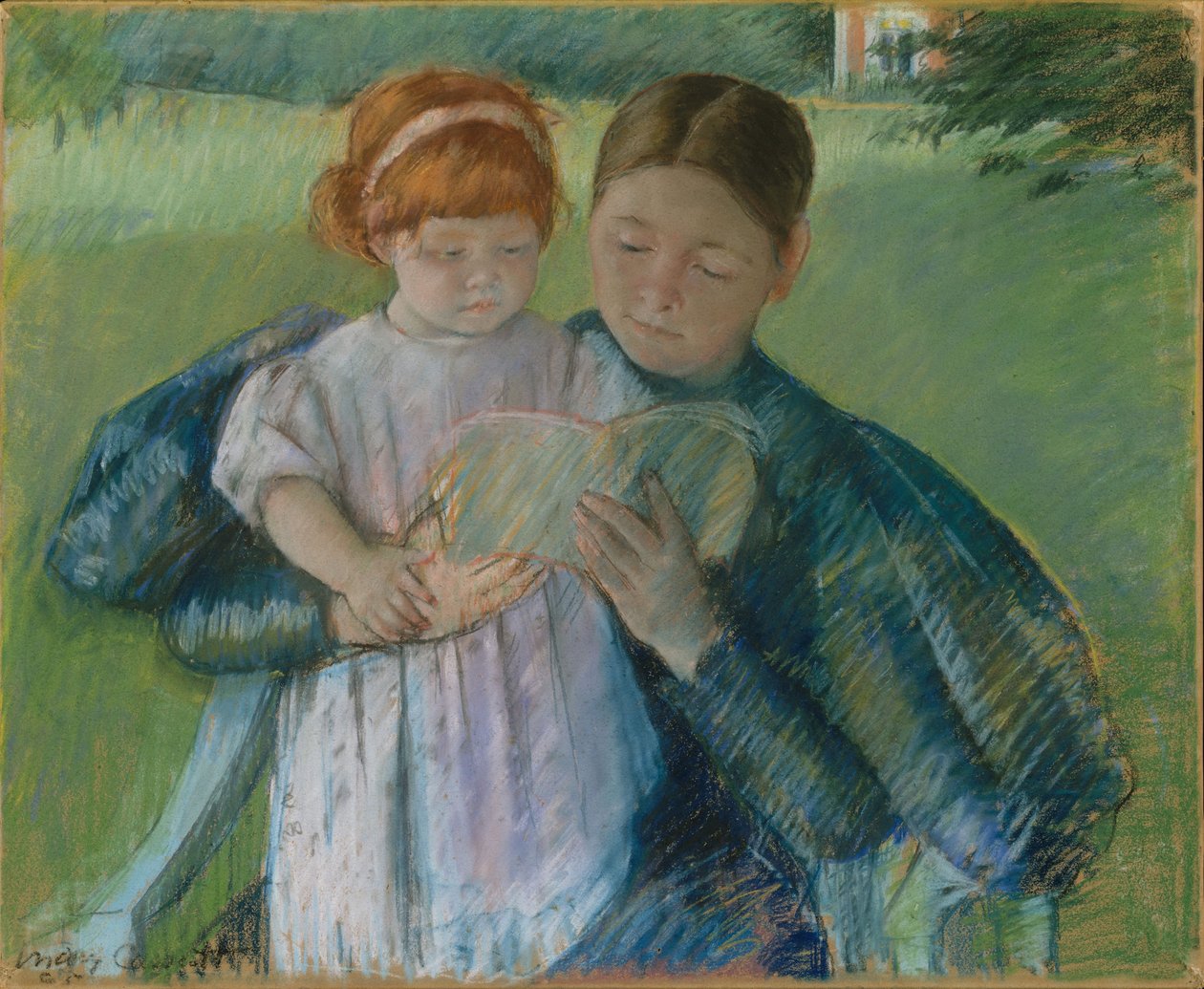 Sestra čte malé holčičce, 1895 od Mary Cassatt