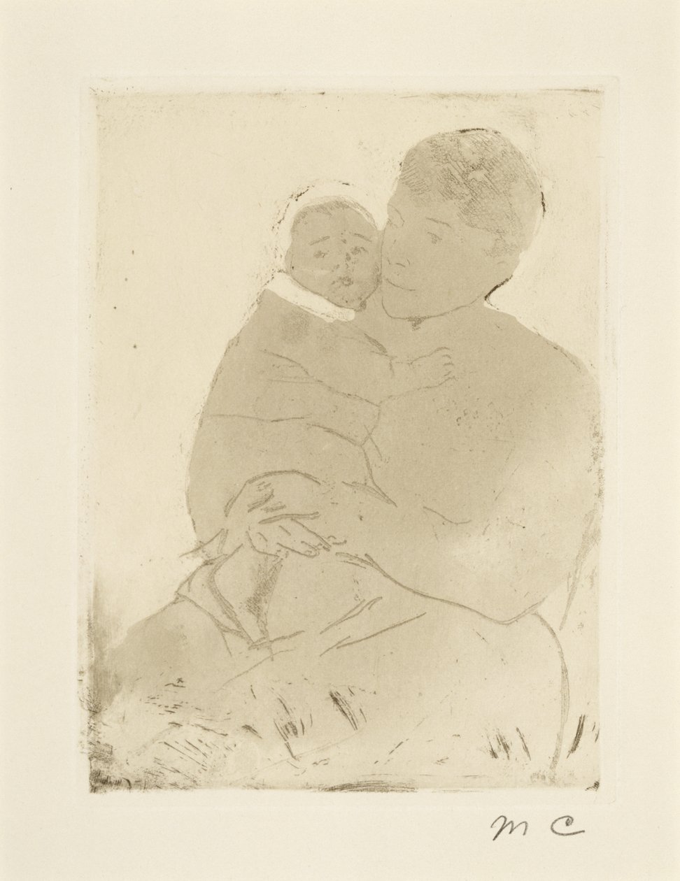 Nurse and Baby Bill (č. 1), kolem 1889-90 (měkký lept a akvatinta na tkaném papíře) od Mary Cassatt