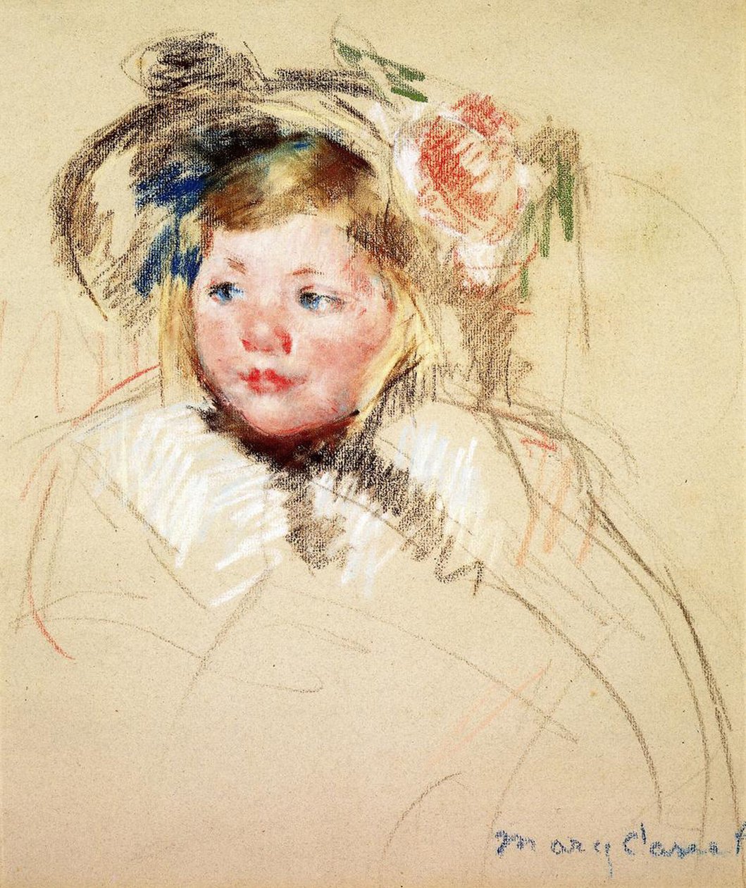 Sarah Looking Left, 1901 (pastel na papíře) od Mary Cassatt