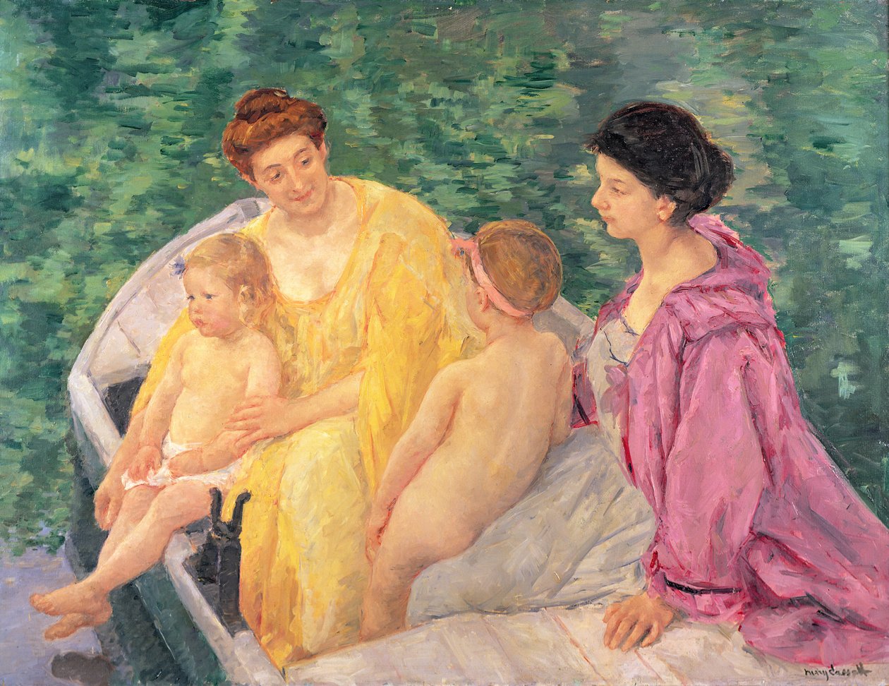 Plavání aneb dvě matky a jejich děti na lodi, 1910 od Mary Cassatt