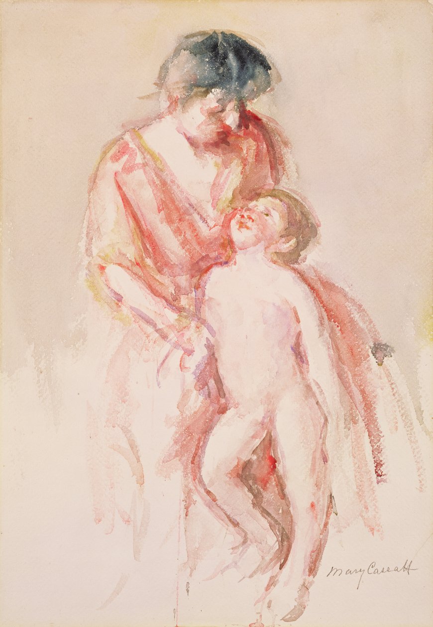 Žena s nahým chlapcem po jejím boku (wc na papíře) od Mary Cassatt