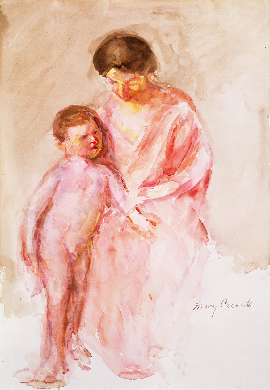 Žena s nahým chlapcem po jejím boku (wc na papíře) od Mary Cassatt
