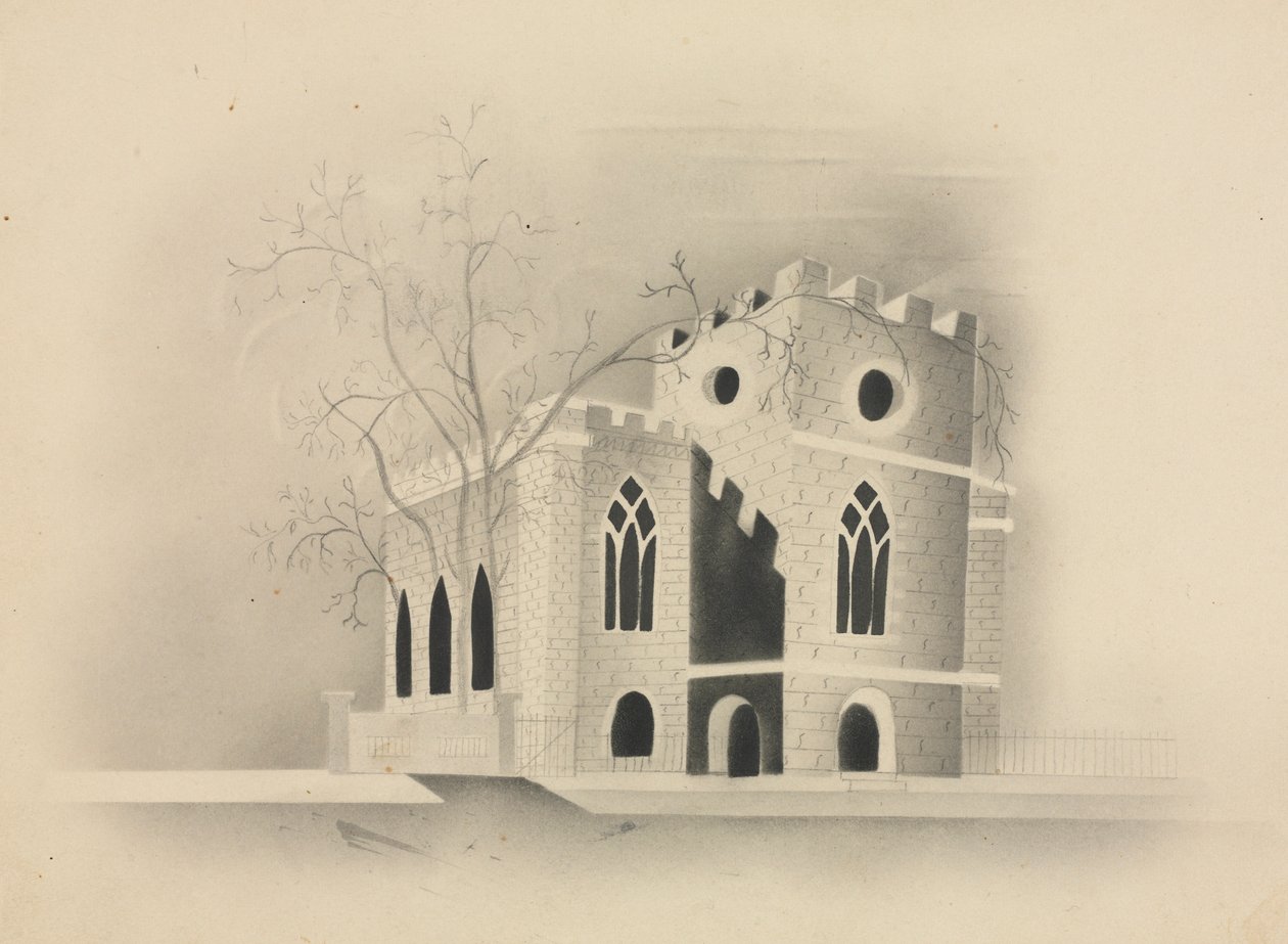 Gotický kostel za měsíčního svitu, 1840. od Mary Altha Nims