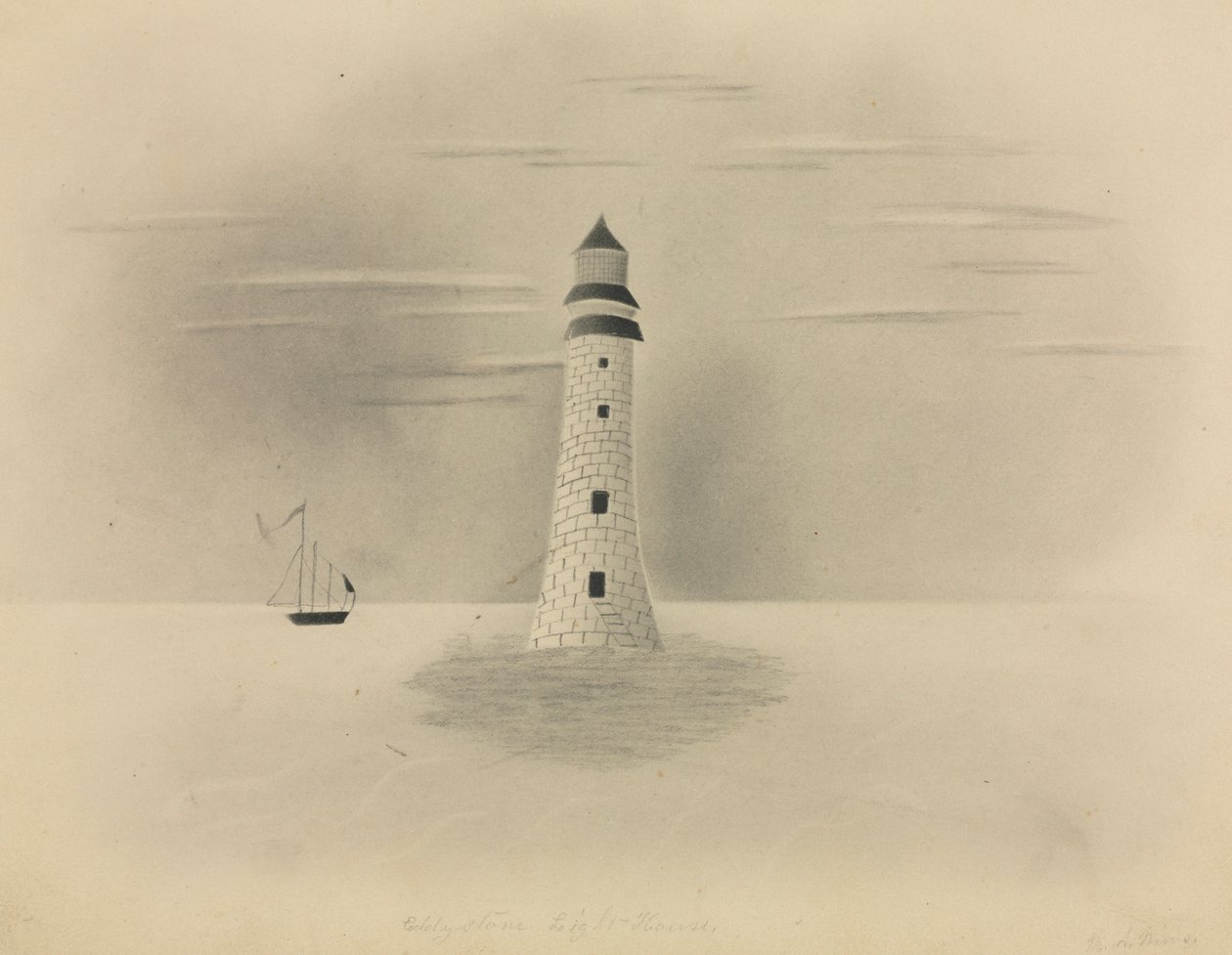 Eddystone Lighthouse, 1840. od Mary Altha Nims