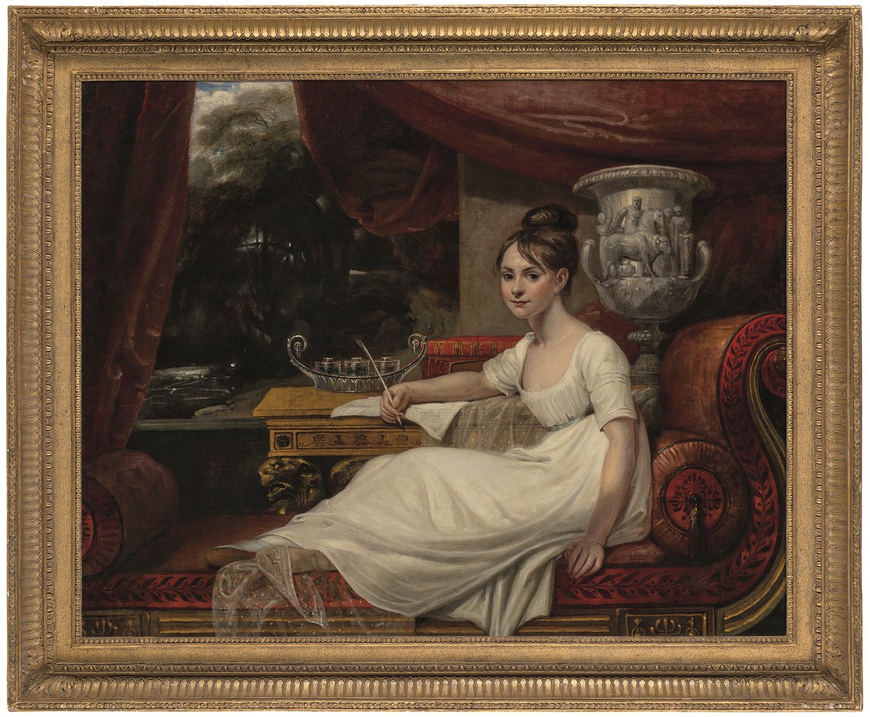 Portrét Eleanor Anne Pordenové, lady Franklinové (1795-1825), na lehátku (olej na plátně) od Mary Ann Flaxman