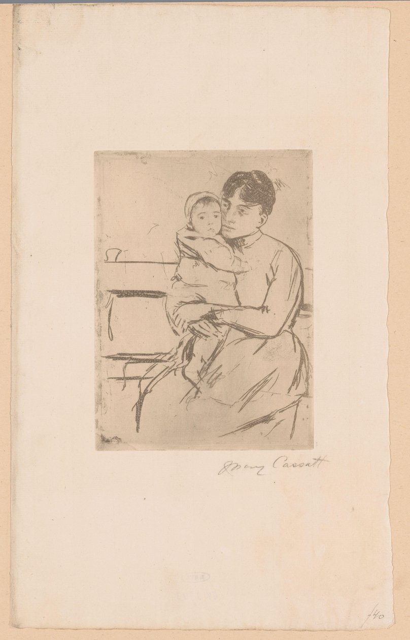 V bance Matka a dítě Na lavičce (titul na předmětu) od Mary Cassatt (signed by artist)