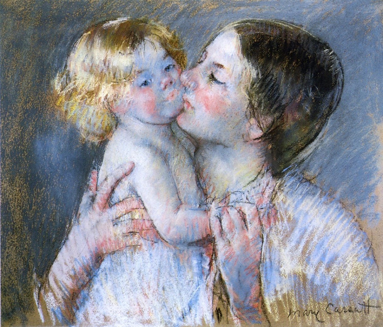 A Kiss for Baby Anne, 1897 (pastel na papíře) od Mary Cassatt