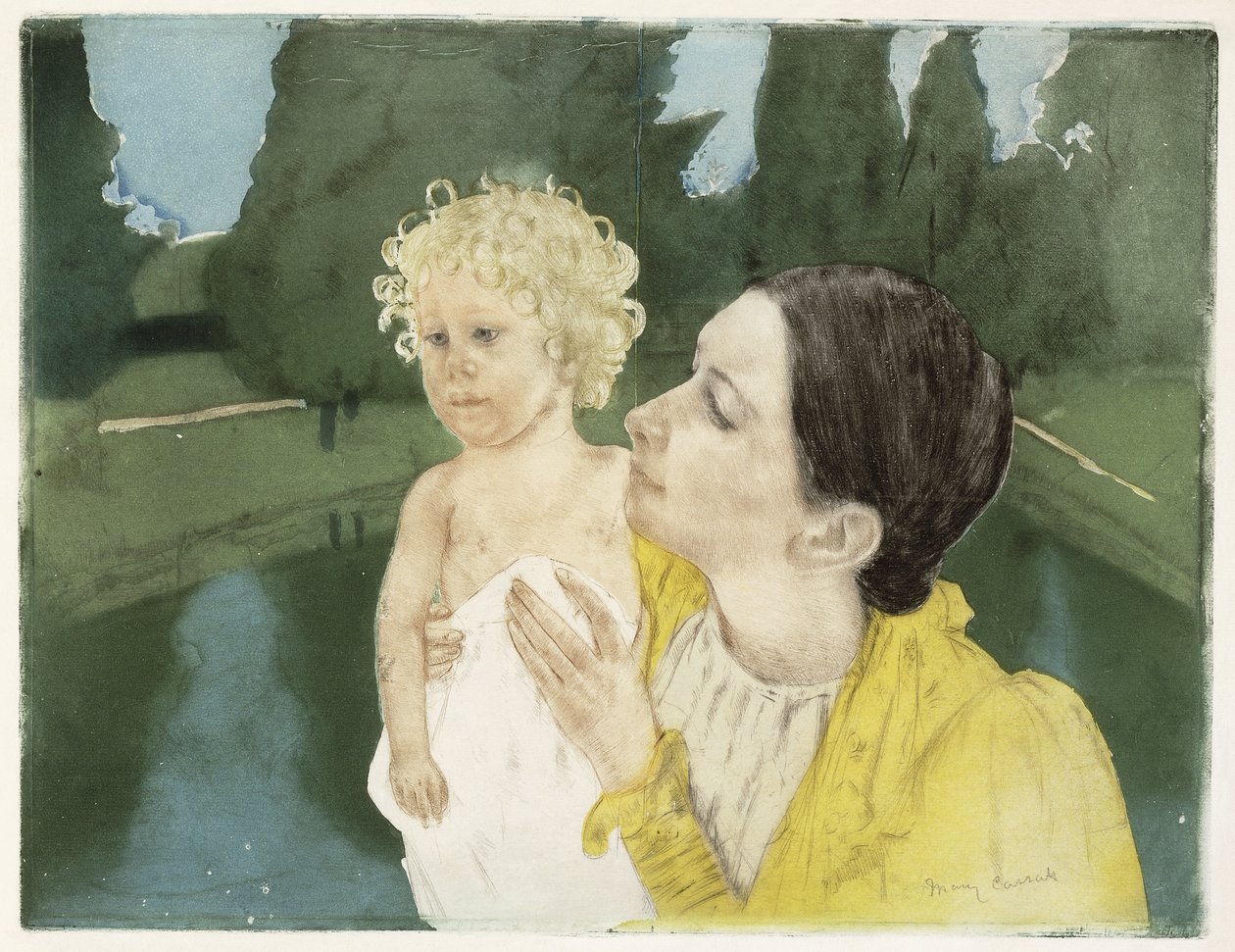 U rybníka, kolem roku 1898 od Mary Cassatt