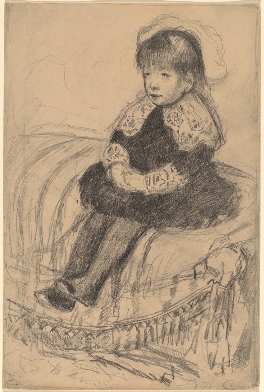 Dítě sedí na pohovce od Mary Cassatt