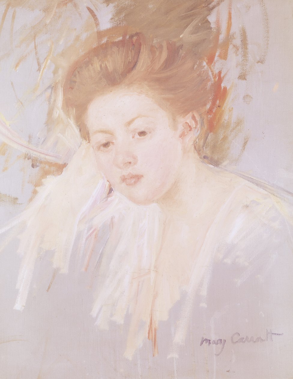 Hlava mladé dívky (pastel na papíře) od Mary Cassatt