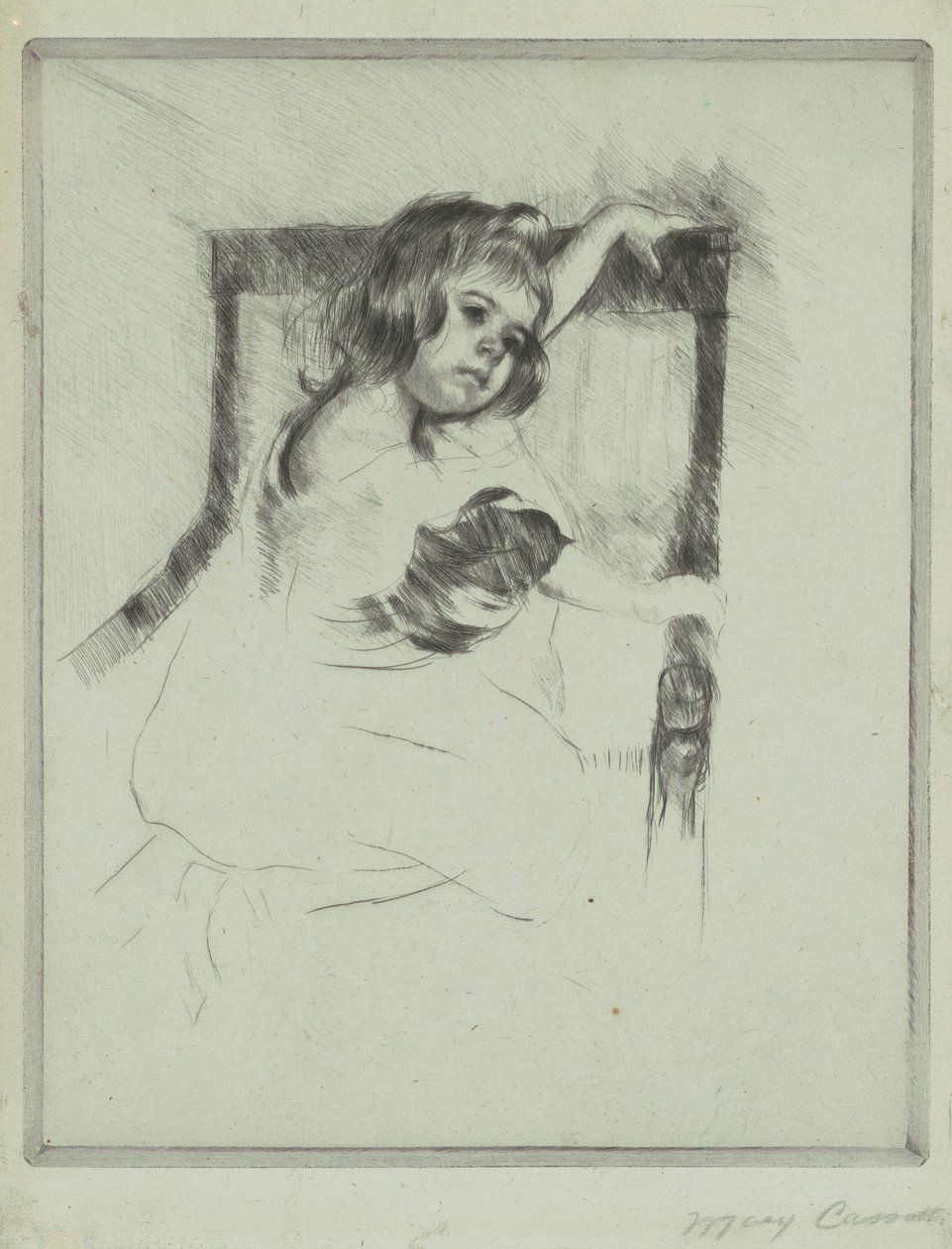 Klečící v křesle od Mary Cassatt